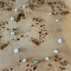 Gold Necklace with Pearl Accents